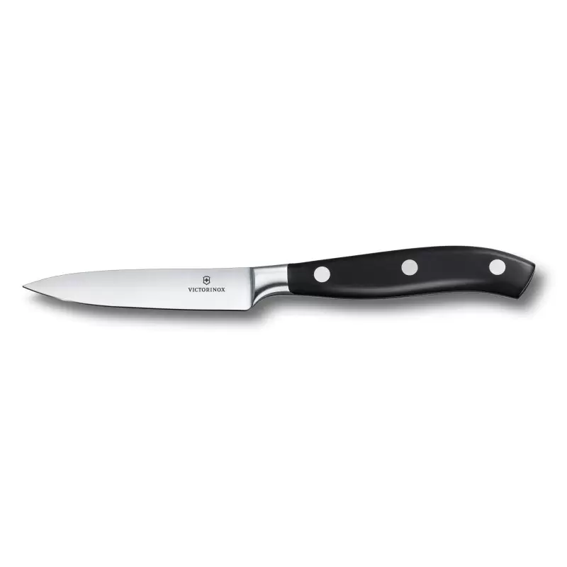 Victorinox Grand Maitre Black Paring Knife, Forged, 4" Straight, Spear Point Blade Black