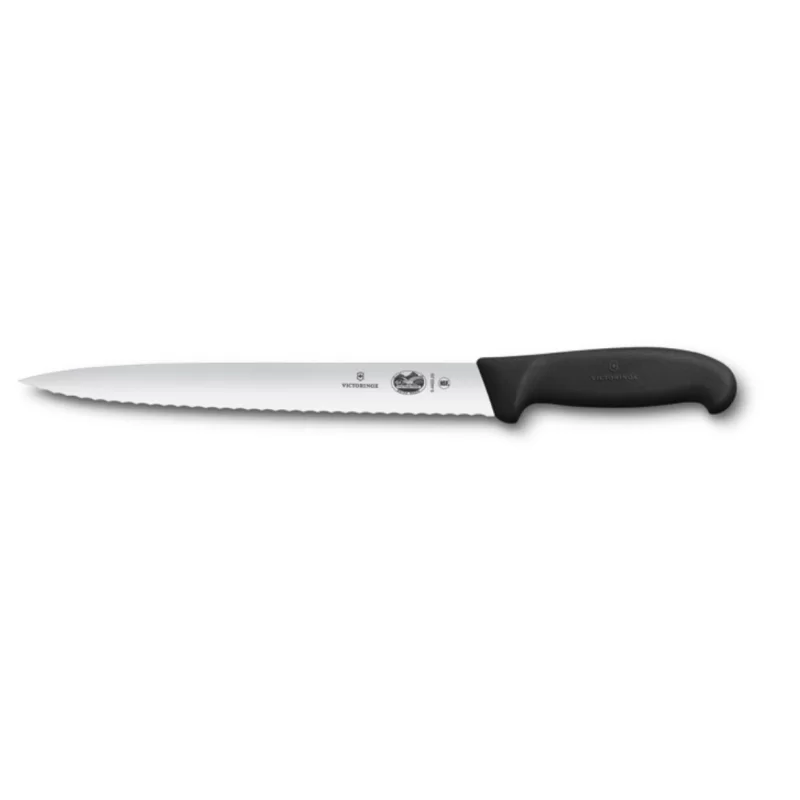 Victorinox Fibrox Chef's Slicer, 10" semi-flexible, pointed blade, serrated edge, black Fibrox Pro handle