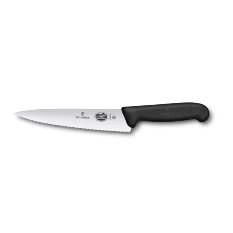 Victorinox Fibrox Chef's, 7½" blade, serrated edge, black Fibrox Pro handle