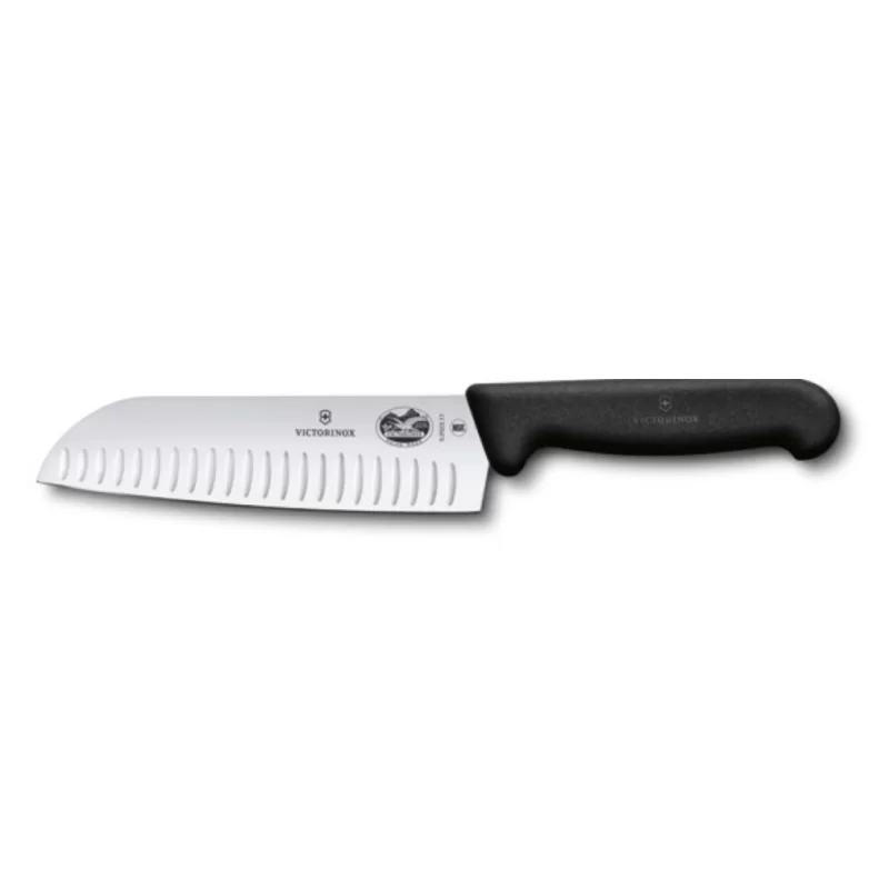 Victorinox Fibrox Santoku, 7" stamped granton blade, black Fibrox Pro handle