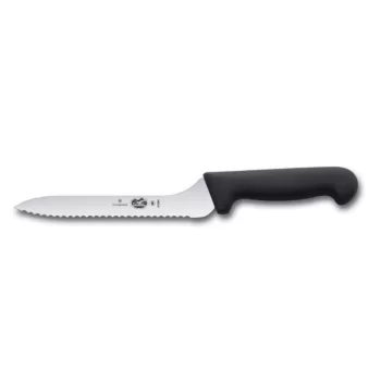 Victorinox Fibrox Offset Sandwich Knife, 9" blade, serrated edge, black polypropylene handle