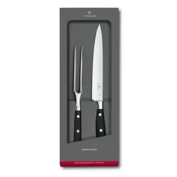 Victorinox Grand Maitre Black Knives Sets, Forged, 2-Piece Carving Knife Set (8" Carving Knife, 6" Carving Knife Fork) Black