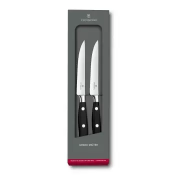 Victorinox Grand Maitre Black Knives Sets, Forged, 2-Piece Steak Knife Set (4½" Serrated, Spear Point) Black