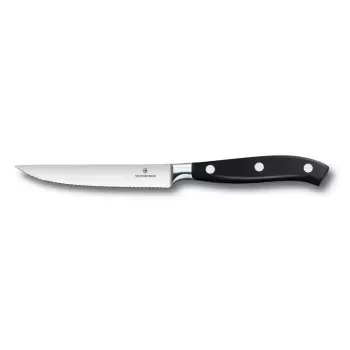 Victorinox Grand Maitre Black Steak Knife, Forged, 4½" Serrated, Spear Point Blade Black