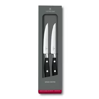 Victorinox Grand Maitre Black Knives Sets, Forged, 2-Piece Steak Knife Set (4½" Straight, Spear Point) Black