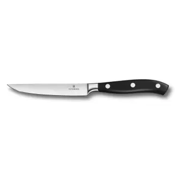 Victorinox Grand Maitre Black Steak Knife, Forged, 4½" Straight, Spear Point Blade Black