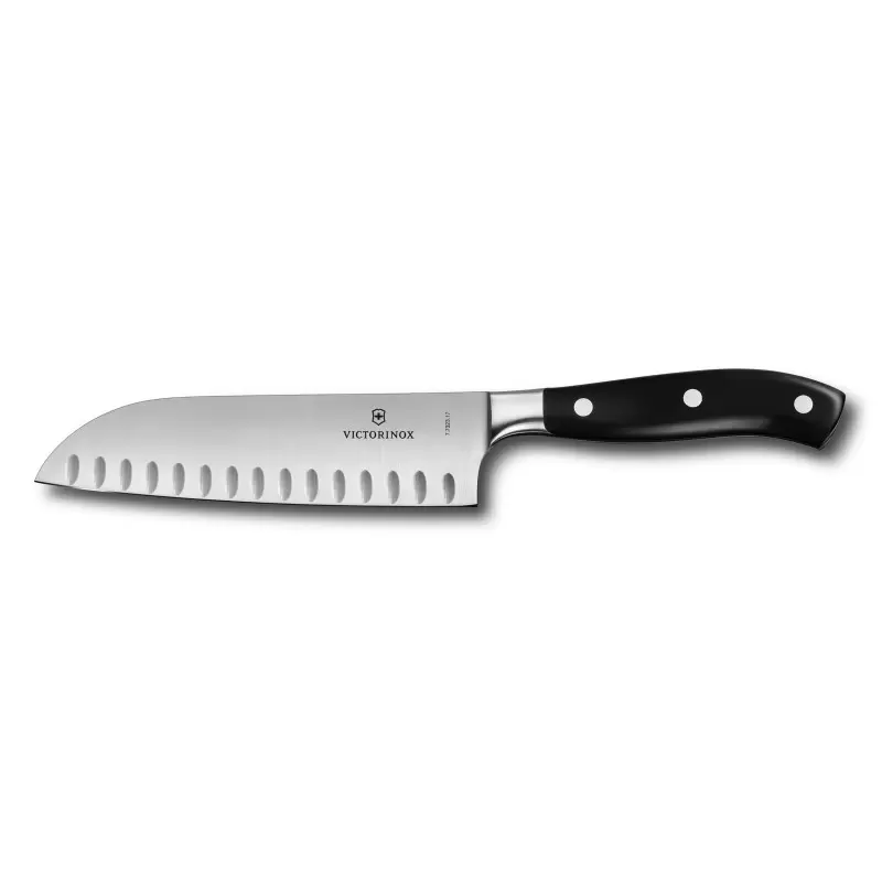 Victorinox Grand Maitre Black Santoku, Forged, 7" Granton Blade Black