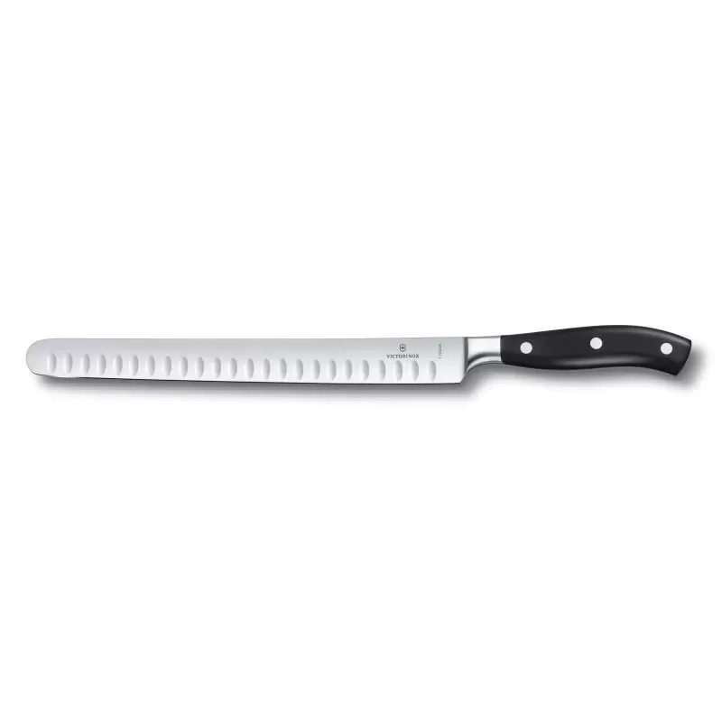 Victorinox Grand Maitre Black Slicing Knife, Forged, 10" Granton Blade Black