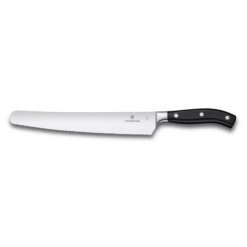 Victorinox Grand Maitre Black Bread Knife, 10" Bread Knife and Pastry Knife, Serrated Blade Black