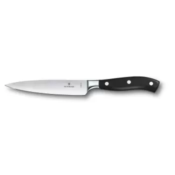 Victorinox Grand Maitre Black Chef's Knife, Forged, 6" Straight, Spear Point, Wide Blade Black