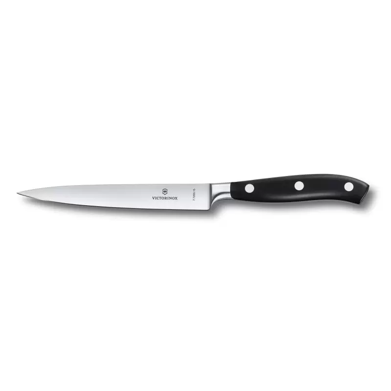 Victorinox Grand Maitre Black Utility/ Slicing Knife, Forged, 6" Straight, Spear Point Blade Black