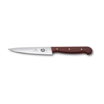 Victorinox Wood Kitchen Utility Knife, 4¾" pointed tip, serrated edge, wood handle