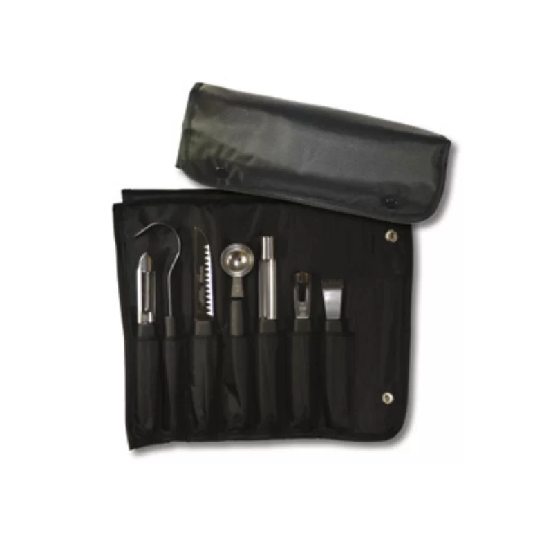 Victorinox 8-Piece Fruits & Vegetable Garnishing Kit, black polypropylene handles