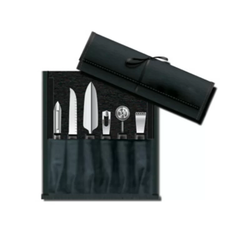 Victorinox 8-Piece Fruits & Vegetables Garnishing Kit, black polypropylene handles