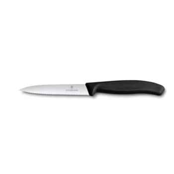 Victorinox Paring Knife, 4” serrated, spear point blade, black