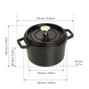 Staub 1.25-qt Round Dutch Oven - Black