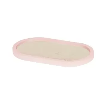 Cal-Mil Blonde 7" x 12" Maple Wood Serving Tray With Blush Colored Rim