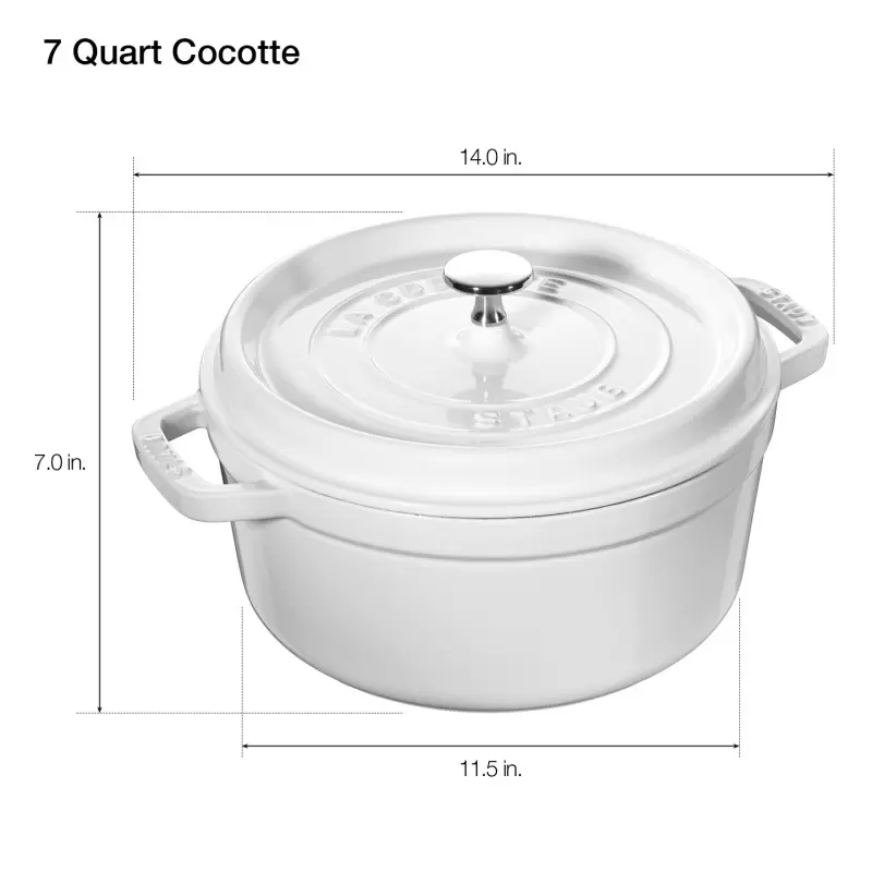 Staub 7-qt Round Dutch Oven - White