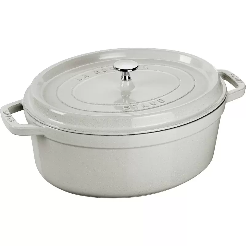 Staub 7-qt Oval Dutch Oven - White Truffle