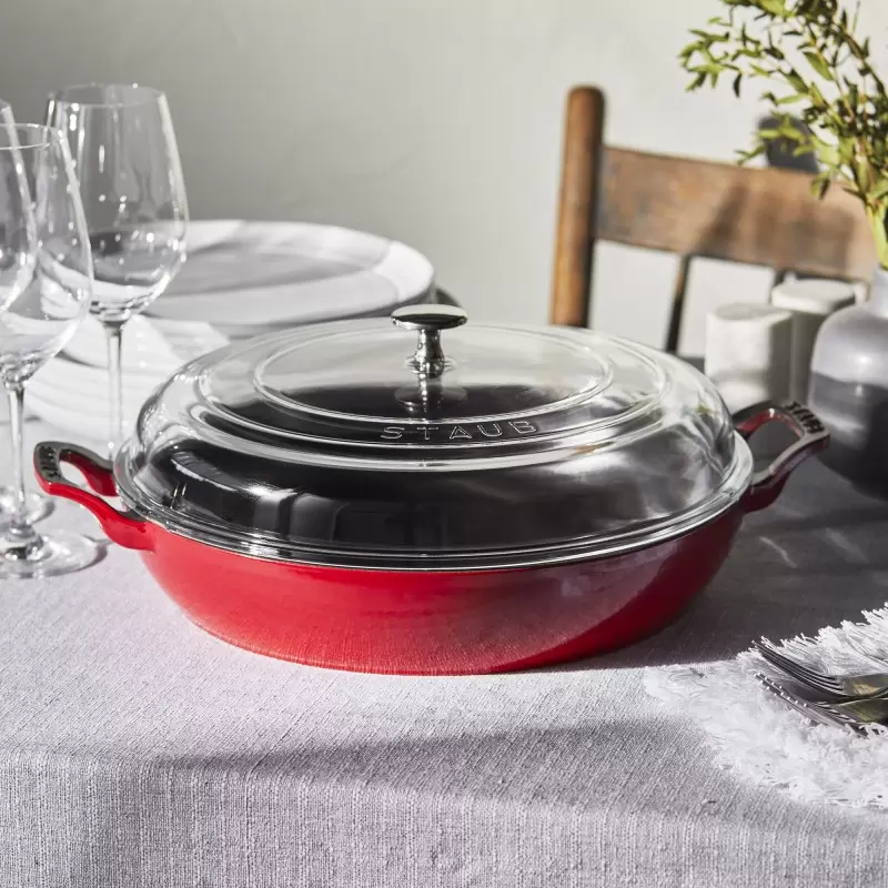 Staub 3.5-qt Braiser with Glass Lid - Cherry