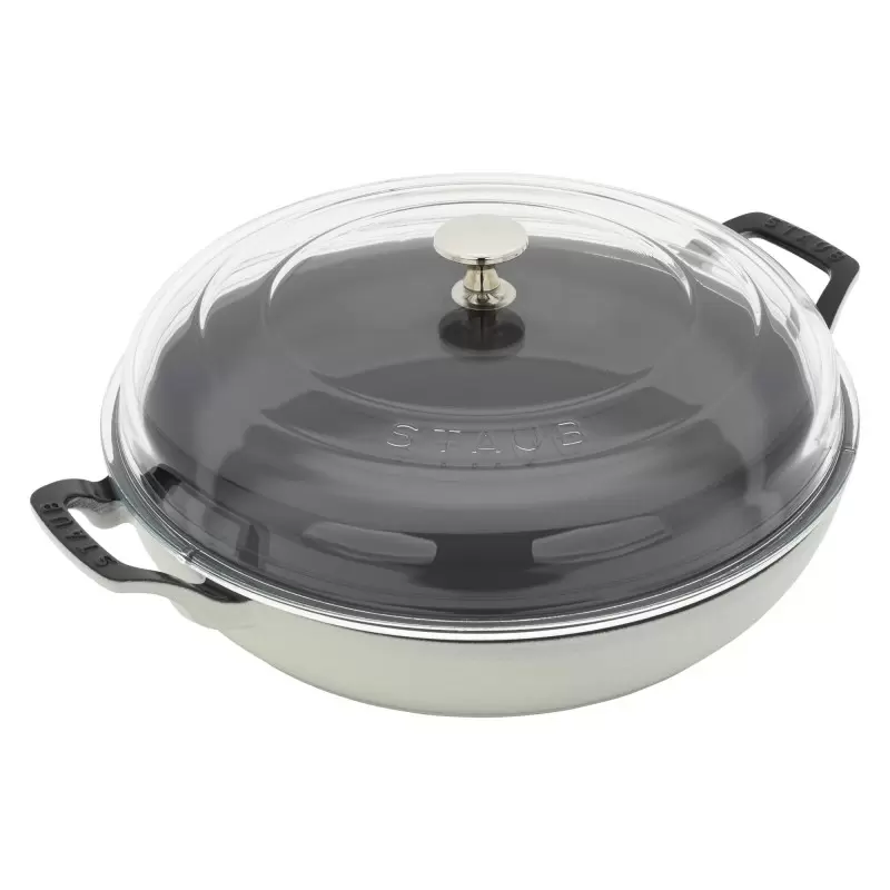 Staub 3.5-qt Braiser with Glass Lid - White Truffle NEW