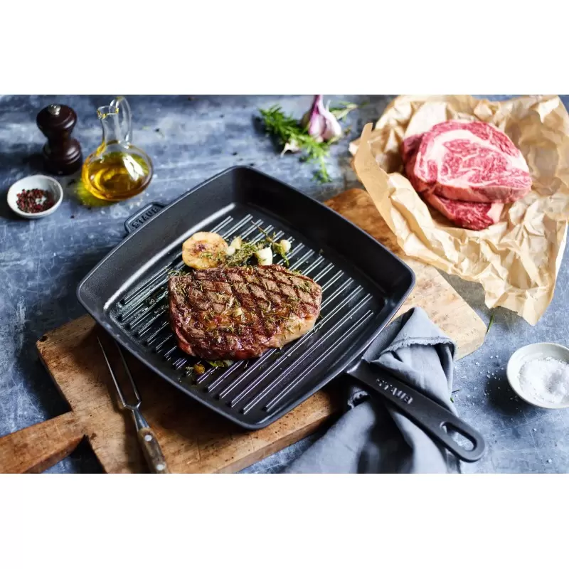 Staub 12" Square Grill Pan - Black