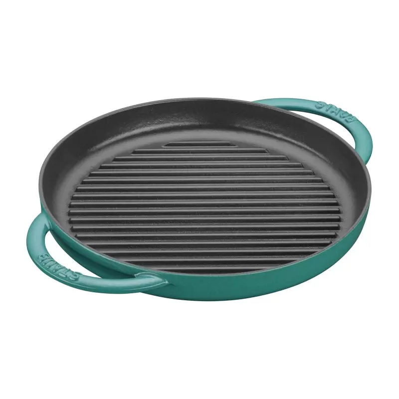 Staub 10" Round Double Handle Pure Grill - Turquoise