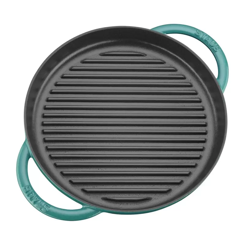 Staub 10" Round Double Handle Pure Grill - Turquoise