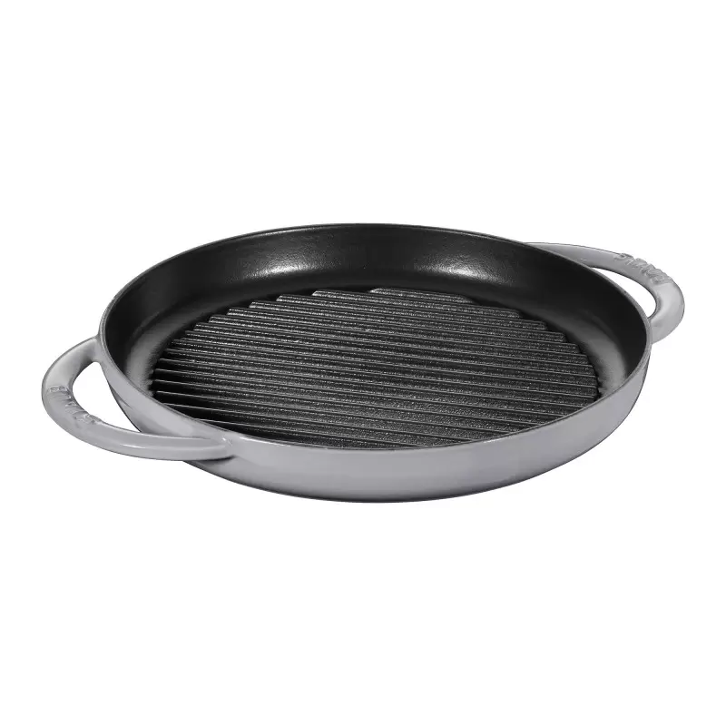 Staub 10" Round Double Handle Pure Grill - Graphite Grey