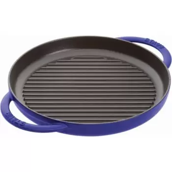 Staub 10" Round Double Handle Pure Grill - Dark Blue