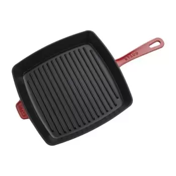 Staub 12" Square Grill Pan & Press Set - Cherry