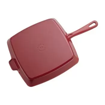 Staub 12" Square Grill Pan & Press Set - Cherry