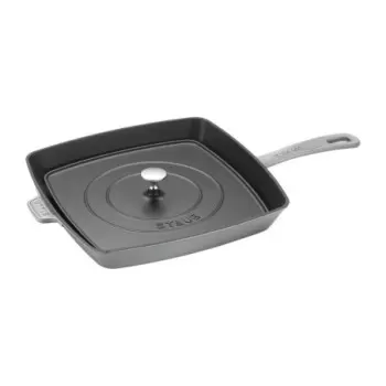 Staub 12" Square Grill Pan & Press Set - Graphite Grey