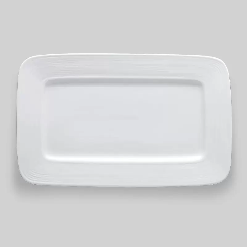 Bon Chef Wide Rim Collection Rectangular Circles Plate - 14" x 8-7/10" x 1/2" -