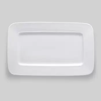 Bon Chef Wide Rim Collection Rectangular Circles Plate - 12" x 7-1/2" x 1/2" -