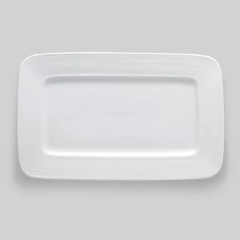 Bon Chef Wide Rim Collection Rectangular Circles Plate - 12" x 7-1/2" x 1/2" -