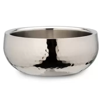 Bon Chef Double wall stainless steel Bowl - Hammered finish 3 qt. - 9" dia. x 4"H