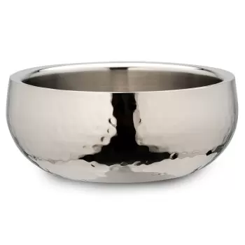 Bon Chef Double wall stainless steel Bowl - Hammered finish 5 qt. - 10-3/4" dia. x 5-1/4"H