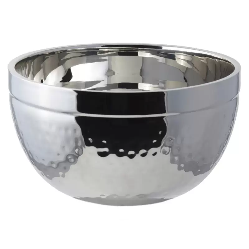 Bon Chef Double wall stainless steel Bowl - Hammered finish 5 qt. - 11" dia. x 6" H