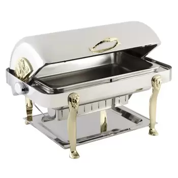 Bon Chef Elite Chafer Rectangular - 2 Gallon - Stainless Steel With Lion Legs