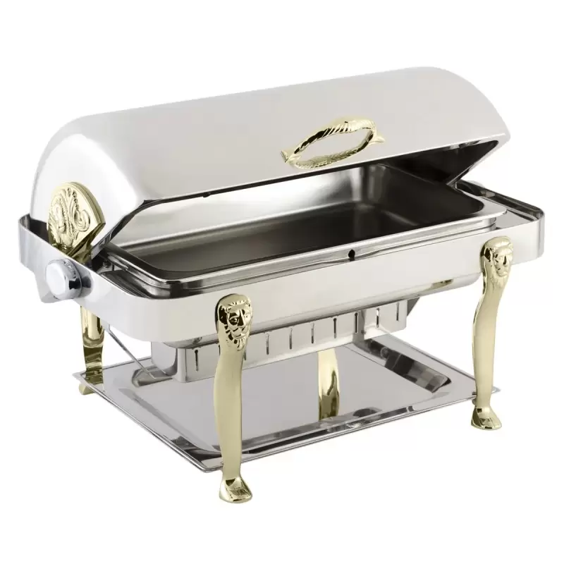 Bon Chef Elite Chafer Rectangular - 2 Gallon - Stainless Steel With Lion Legs