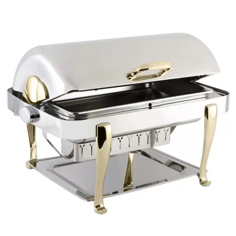 Bon Chef Elite Chafer Rectangular - 2 Gallon - Stainless Steel With Roman Legs