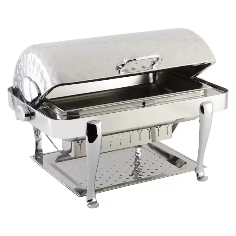 Bon Chef Elite Chafer Rectangular - 2 Gallon - Stainless Steel With Chrome Roman Legs