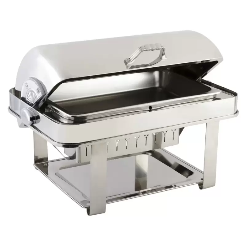 Bon Chef Elite Chafer Rectangular - 2 Gallon - Stainless Steel With Chrome Contemporary Legs