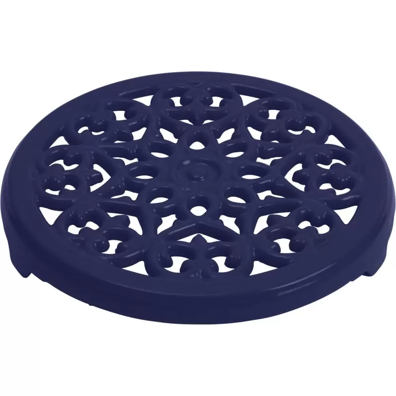 Staub 9" Round Cast Iron Lilly Trivet - Dark Blue