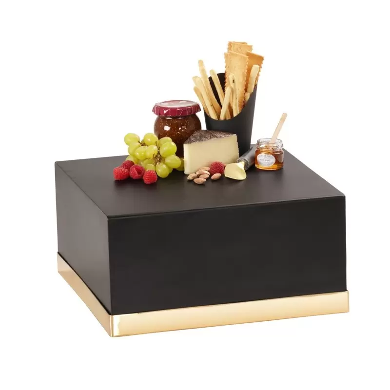 Cal-Mil Monaco 14" x 14" x 6" Square Black / Gold Metal Display Riser Display