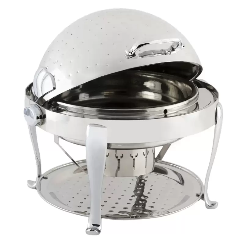 Bon Chef Elite Chafer Round - 2 Gallon - Stainless Steel With Chrome Roman Legs