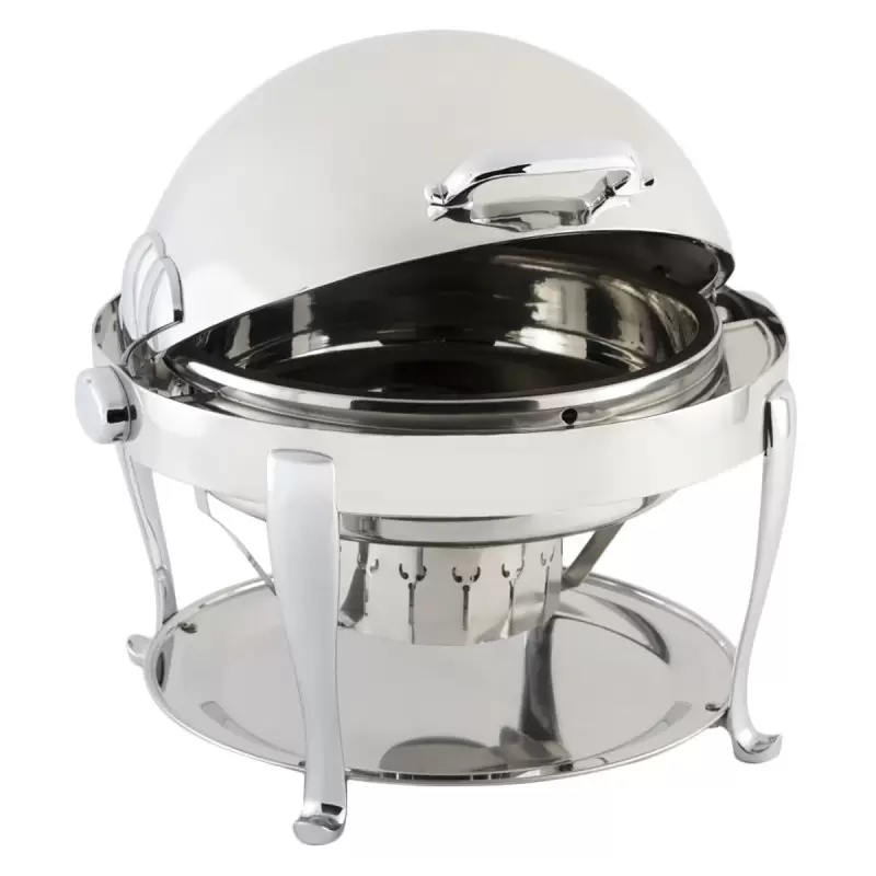 Bon Chef Elite Chafer Round - 2 Gallon - Stainless Steel With Chrome Roman Legs