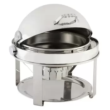 Bon Chef Elite Chafer Round - 2 Gallon - Stainless Steel With Chrome Plated Contemporary Legs