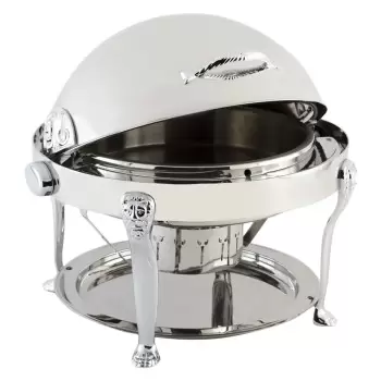 Bon Chef Elite Chafer Round - 2 Gallon - Stainless Steel With Chrome Lion Legs